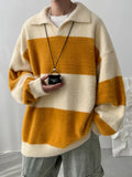 WIAOFELLAS  -  Men's Lapel Knit Pullover Knitted Sweater Large Size Spring Autumn Winter Warm Tops Youth Casual Polo Collar Pullover B221