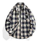 Wiaofellas  -  Fall Men's Cotton Shirts Youth Japanese Long Sleeve Plaid Shirts Autumn Loose Fit Shirt Korean Fashion Casual Blouse Tops Male
