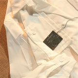 Wiaofellas Chain Design Street Trend Fashion Shirt Outer Wear Solid Tops Long Sleeve Lapel Casual Oversize Loose Men's Clothes Four Seasons