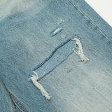 WIAOFELLAS  -  Men Retro Loose Wide-leg Floor-dragging Long Trousers of Contrast-color Sprayed Monkey-washed Jeans with Holes and Straight Legs