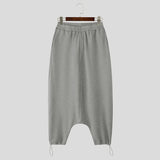 Wiaofellas  -  Men Pants Solid Color Elastic Waist Joggers Loose Trousers Men Streetwear Fashion Casual Male Drop-crotch Pants S-5XL