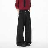 WIAOFELLAS  -  Brown Suit Pants Men Oversized Fashion Society Mens Black Dress Pants Korean Loose Wide Leg Pants Mens Office Formal Trousers