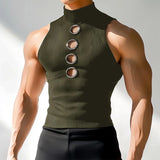 WIAOFELLAS  -  Men Tank Tops Solid Hollow Out Sexy Knitted Male Vests Summer Streetwear Tops Turtleneck Sleeveless Fashion Men Clothing