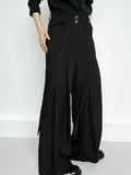 WIAOFELLAS  -  Trendy High Waist Drawstring Trousers Mens Streetwear Stylish Pleated Suit Pants Spring Autumn Casual Solid Color Loose Trousers