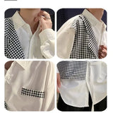 WIAOFELLAS  -  Korean Men's Spring and Autumn Square Collar Print Fashion and Versatile Loose and Casual Two-piece Long Sleeved Shirts