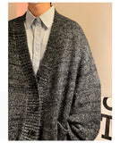 WIAOFELLAS  -  Autumn Winter New V-neck Cardigan Men's Loose Casual Knitted Sweater Trendy Daliy Simple All-match High Street Soft Coats