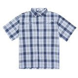WIAOFELLAS  -  Summer Letter Eembroidery Short Sleeve Plaid Shirt for Men Harajuku Patchwork Hip Hop Overalls Streetwear Vintage Loose Tops