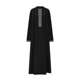 Wiaofellas  -  Men's Muslim Robes Middle East Arab Ramadan Islamic Zipper V-neck Loose Clothes Stripe  Casual Long Sleeve Shirt Dress Tunic Top