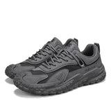 WIAOFELLAS  -  Summer Retro Style Solid Color Friction Thick Sole Increase Men's Comfortable Lace-up Breathable Large Net Casual Sneakers
