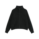 WIAOFELLAS  -  Lazy style soft glutinous turtleneck zipper cardigan sweater jacket men's autumn and winter Korean simple knitted sweater