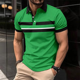 Wiaofellas  -  Summer 3d Casual Elastic Cotton Comfortable Button Lapel Stripe Social Quality Short Sleeved Pure Cotton Men's Top