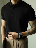WIAOFELLAS  -  Fashionable Mens Slim Fit Polo Shirts Short Sleeve Button Turn-down Collar Polo Shirt Spring Summer Casual Men Solid Color Polos