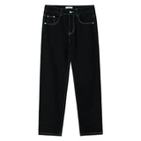 WIAOFELLAS  -  Fashion Men's Black White Jeans New Spring Casual Korean Straight Ankle Length Pants Tide Denim Trousers Tide 2Y2022
