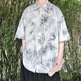 WIAOFELLAS  -  Bamboo Printing Men's Shirts Chinese Style Turn-down Collar Knot Button Short Sleeved Casual Male Tops Summer Tide