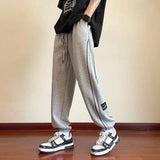 WIAOFELLAS  -  Trendy Version Personalized Street Fashion Loose Casual Pants Men's Patchwork Pocket Striped Drawstring Straight Sports Trousers