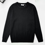 WIAOFELLAS  -  Casual Long Sleeve O Neck Knit Sweater Mens T Shirt Autumn Winter Fashionable Solid Color Jumpers For Men Daily Leisure Sweaters