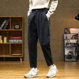 Wiaofellas  -  Autumn/Winter Woolen Pants Men warm Fashion Retro Multicolor Casual Pants Mens Streetwear Loose Korean Straight Trousers Mens