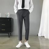 WIAOFELLAS  -  Size 27-36 Men Pants Ankle Length Spring Summer Autumn Fashion Casual Cotton Slim Straight Long Chinos Slacks Business Black