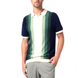 WIAOFELLAS  -  Spring Summer New Knit Polo Shirt Men Casual Turn-down Collar Button Fashion Splicing Color Tops Ice Silk Tees Shirts For Male