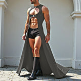 WIAOFELLAS  -  Men Tank Tops Solid Color O-neck Sleeveless Long Style Tops Hollow Out Sexy Streetwear Summer Men Clothing Male Vests