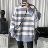 Wiaofellas  -  Men's Winter Sweater Harajuku Fashion Striped Sweter Oversize Pullover Warm Knitted Sweater Men's Clothing