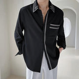 WIAOFELLAS  -  Luxury Spring Men's Long Sleeved Shirts Trendy Simple Button Up Loose Men Shirt Tops High-End Korean Japanese Mens Clothing