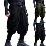 Wiaofellas  -  Spring Autumn Leisure Mens Loose Bottoms Vintage Elastic Cuffs Ankle Harem Pant Vintage Men Retro Drawstring Baggy Trousers