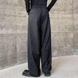 WIAOFELLAS  -  Men Pants Solid Color Button Joggers Loose Pleated Wide Leg Trousers Men Streetwear Fashion Casual Long Pants S-5XL