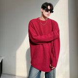 WIAOFELLAS  -  Winter Sweater Men Warm Solid Color Knitted Pullover Men Oversized Korean Loose Long Sleeved Sweater Mens Jumper Clothes