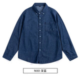 WIAOFELLAS  -  Unisex Vintage Distressed Denim Shirt Men's Loose Fit Long Sleeve Casual BF Style Thin Outerwear Outdoor Camping Thin Coat