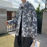 WIAOFELLAS  -  Tie-dye Street Denim Jacket Men's Trendy Brand Loose and Handsome Top Washed Work Jacket