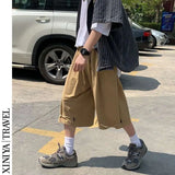 WIAOFELLAS  -  Mountain Outdoor Work Shorts Men's Summer Japanese Style Wide-leg Eight-quarter Pants