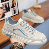 WIAOFELLAS  -  Simple Style Leather Four Seasons Can Wear Low Heels Increase Flat Leisure Walking Non-slip Two-color Men Large Size Trend Shoes