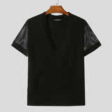 WIAOFELLAS  -  Men T Shirt Mesh Patchwork V Neck Short Sleeve Male Tee Tops Summer Streetwear 2025 Fashion Casual Men Clothing S-5XL