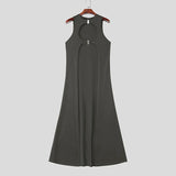 WIAOFELLAS  -  Men Tank Tops Solid Color O-neck Sleeveless Long Style Tops Hollow Out Sexy Streetwear Summer Men Clothing Male Vests