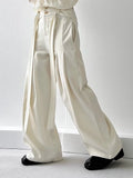 WIAOFELLAS  -  Trendy High Waist Drawstring Trousers Mens Streetwear Stylish Pleated Suit Pants Spring Autumn Casual Solid Color Loose Trousers