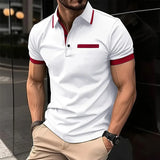 WIAOFELLAS  -  Summer Men's Short sleeve Polo Shirts Fashion Business Casual Polos Man Patchwork Turn Down Collar Sports Tees Tops Streetwear