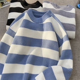 Wiaofellas  -  Men's Winter Sweater Harajuku Fashion Striped Sweter Oversize Pullover Warm Knitted Sweater Men's Clothing