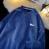 WIAOFELLAS  -  No Hat Hoodies Men Baggy Plus Velvet Thicken Sweatshirts Handsome Warm Print Design Korean Fashion All-match High Street Daily