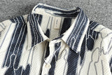 WIAOFELLAS  -  Personality abstract pattern pattern trend short-sleeved shirt men's American trend thin seersucker shirt