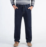 WIAOFELLAS  -  Plus Size 46 Mens Jeans Fashion Loose Straight Autumn Fat Man High Waist High Elastic Trousers Bottoms Jean  Men Clothing