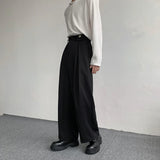 WIAOFELLAS  -  Black Suit Pants Men Oversized Fashion Social Mens Dress Pants Korean Loose Straight Wide Leg Pants Mens Office Formal Trousers