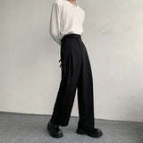 WIAOFELLAS  -  Black Suit Pants Men Oversized Fashion Social Mens Dress Pants Korean Loose Straight Wide Leg Pants Mens Office Formal Trousers