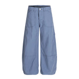 Wiaofellas  -  Vintage Carpenter Cargo Pants Multi Pockets Stitch Detail Loose Wide Straight Leg Baggy Trousers Y2K Streetwear Couple Bottoms