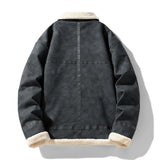 WIAOFELLAS  -  American Vintage Faux Fur Jacket Men's Winter Pu Leather Coat Winter Windproof Warmth Fleece-Lined Thickened Y2K Collared Coats