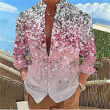 Wiaofellas  -  Casual Loose Fit Floral Butterfly Print Stand Collar Long Sleeve Shirt For Men Daily Wear