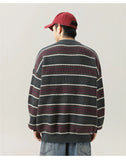 WIAOFELLAS  -  Men Smooth Striped Sweater Winter Knitted Jumpers Pullover Men Streetwear Hip Hop Harajuku Japan Style Patchwork Grey Sweaters