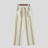 WIAOFELLAS  -  Men Striped Pants Button Oversize Joggers Casual Wide Leg Pants Men Streetwear 2025 Fashion Loose Long Trousers S-5XL