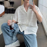WIAOFELLAS  -  Mens Shirt Diamond Hollow Breathable Thin Casual Shirt Summer Fashion Niche Sexy Outdoor Short-Sleeved Top Men'S Clothing 2025