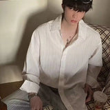 WIAOFELLAS  -  Mens Long Sleeve Shirt Stylish Casual Top Trendy Loose Fit Shirt Jacket